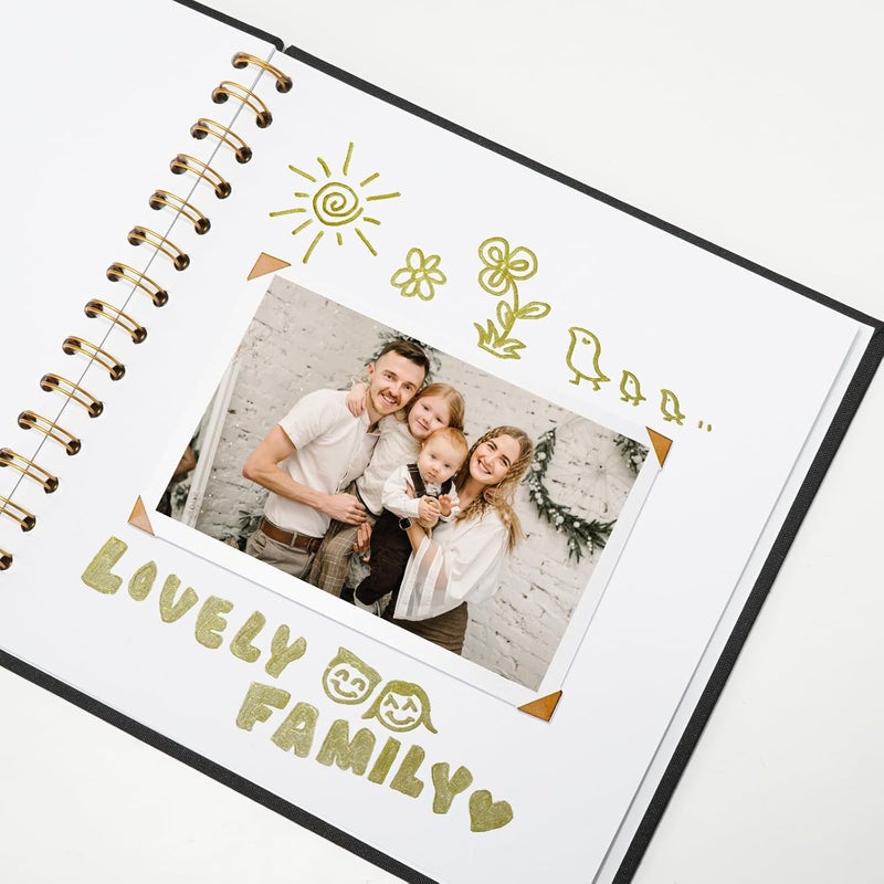 Hiwhy DIY Photo Album 20.5 x 20.5 cm Scrapbook Photo Book with 40 White Pages, Memory Book for Wedding, Birthday, Anniversary, Baby, Black - Image 5