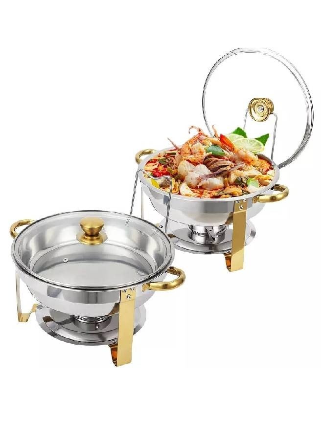 إن كي أكس وعاء ساخن أنيق مزدوج القسم من الفولاذ المقاوم للصدأ مع لمسات ذهبية وغطاء شفاف - Image 1