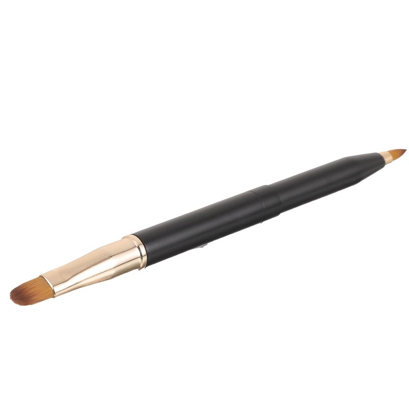 Retractable Dual-ended Lip Brush for Lipstick and Concealer Metal Small Makeup Brush with Cap Portable Lip Gloss Applicator Wand - Image 1