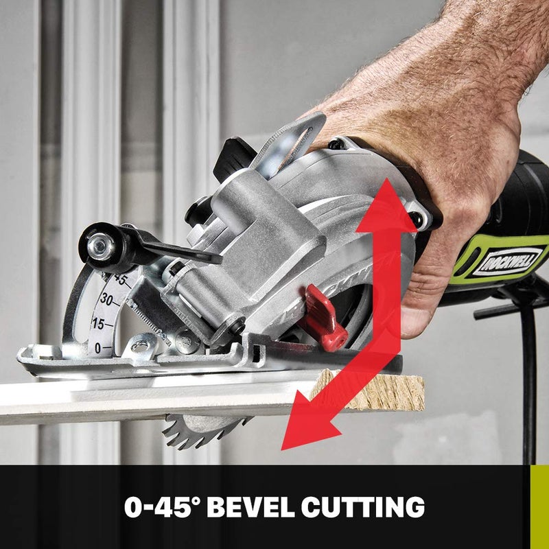 Rockwell منشار دائري مدمج Rockwell 4-1/2 بوصة، 5 أمبير، 3500 دورة في الدقيقة، مع منفذ غبار ومجموعة بدء التشغيل - RK3441K، أسود - Image 4