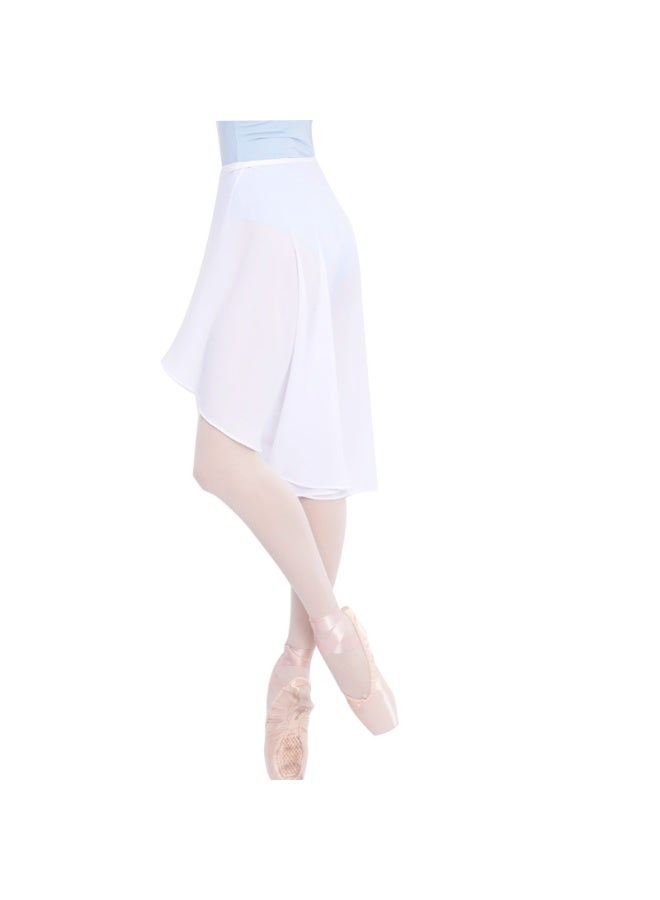 تنورة باليه رقص باليه شيفون للنساء/الفتيات، تنورة ملفوفة بخصر قابل للتعديل （أبيض） - Image 1