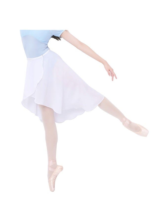 تنورة باليه رقص باليه شيفون للنساء/الفتيات، تنورة ملفوفة بخصر قابل للتعديل （أبيض） - Image 2
