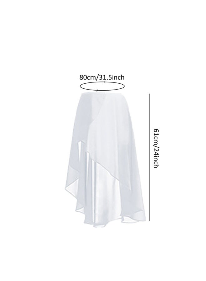 تنورة باليه رقص باليه شيفون للنساء/الفتيات، تنورة ملفوفة بخصر قابل للتعديل （أبيض） - Image 4