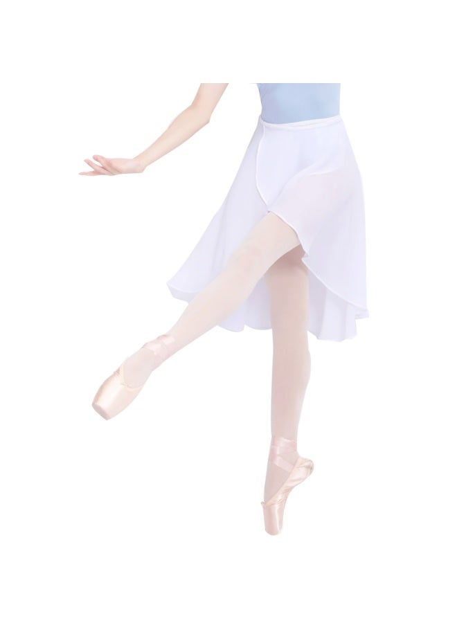 تنورة باليه رقص باليه شيفون للنساء/الفتيات، تنورة ملفوفة بخصر قابل للتعديل （أبيض） - Image 5