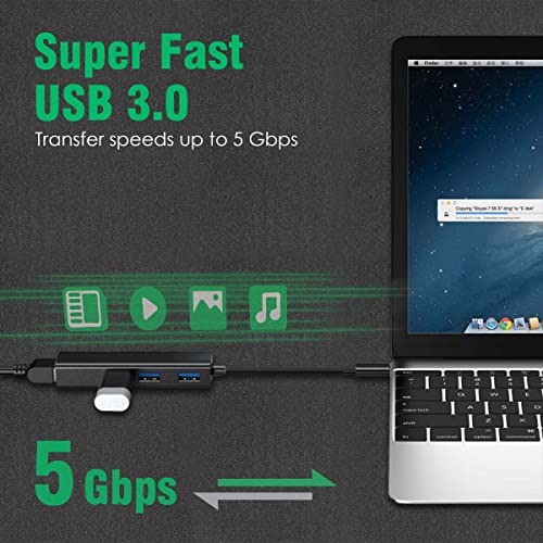 AGARO USB C to Ethernet Adapter, 4-in-1 RJ45 to USB C Thunderbolt 3/Type-C Gigabit Ethernet LAN Network Adapter - Image 3