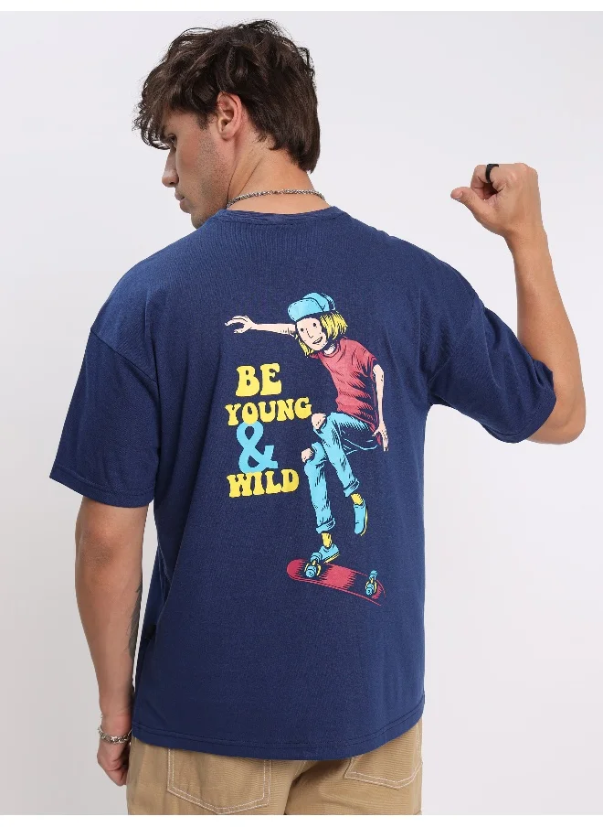 Beyoung Young And Wild Printed Oversized T-shirt for Men