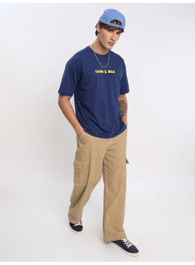 Beyoung Young And Wild Printed Oversized T-shirt for Men