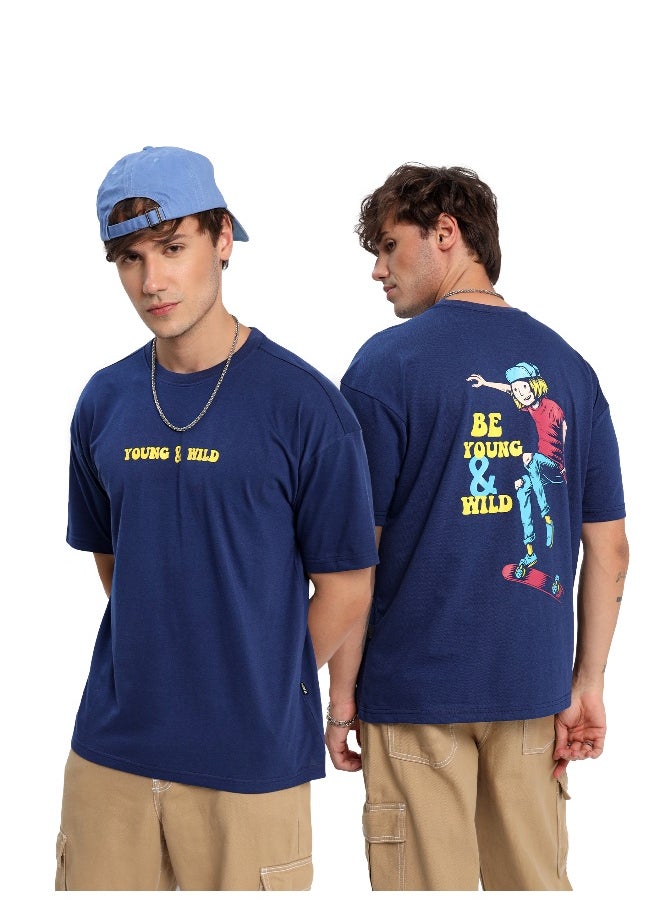 Beyoung Young And Wild Printed Oversized T-shirt for Men  - Image 3