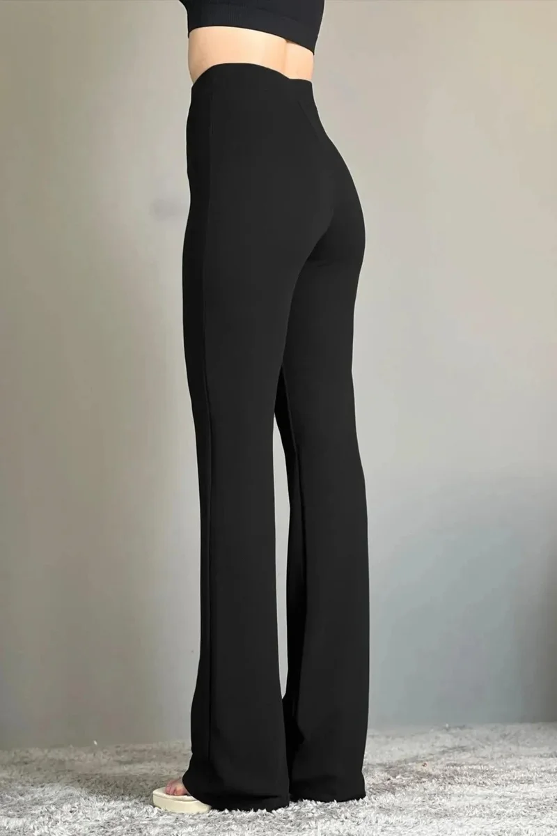 فيفيل Women's High Waist Ribbed Stitched Gathering Trousers