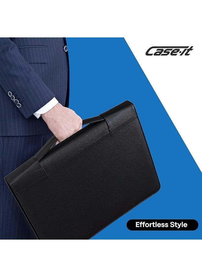 كايس إت - حافظة أوراق Case It Executive بسحاب مع مجلد قابل للإزالة بثلاث حلقات ولوحة كتابة بحجم حرف أسود 40 - Image 1