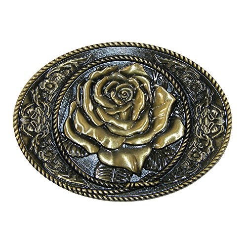 CTM Women's Western Rose Belt Buckle, Bronze - Image 1