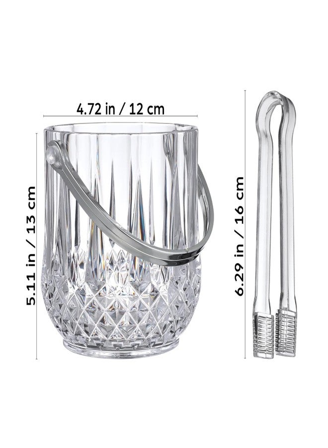 أموسفون دلو ثلج شفاف من أموسفن، مثالي لأيام الصيف، مع ملقط ومقبض، مناسب لحفلات الكوكتيل، أبعاده 5.11 × 4.72 × 4.72 بوصة. - Image 2