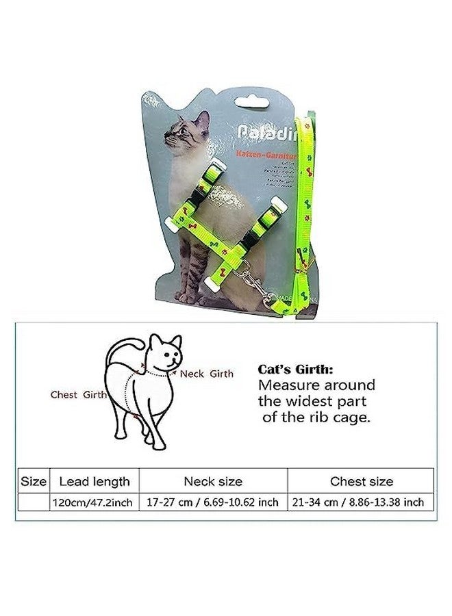 طقم حزام من النايلون للقطط الصغيرة والحيوانات الأليفة الصغيرة | طوق حزام من النايلون | حزام تدريب القطط (مطبوع عليه مخلب باللون الأخضر) - Image 2