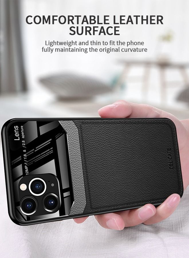 GROIC IPhone 14 Pro Case 6.1 Inch, Luxury Leather Case, Back Cover, Tempered Glass Anti-Slip, Anti-Fingerprint, Shockproof Protector Cover - Image 3