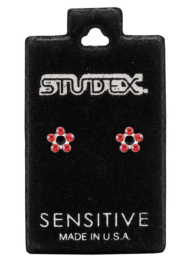 Studex Daisy July Ruby Jet Allergy-Free Stainless Steel Ear Studs - Image 3