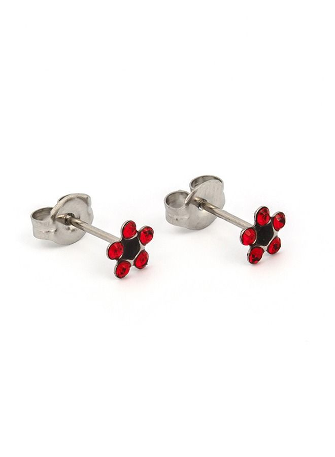 Studex Daisy July Ruby Jet Allergy-Free Stainless Steel Ear Studs - Image 2