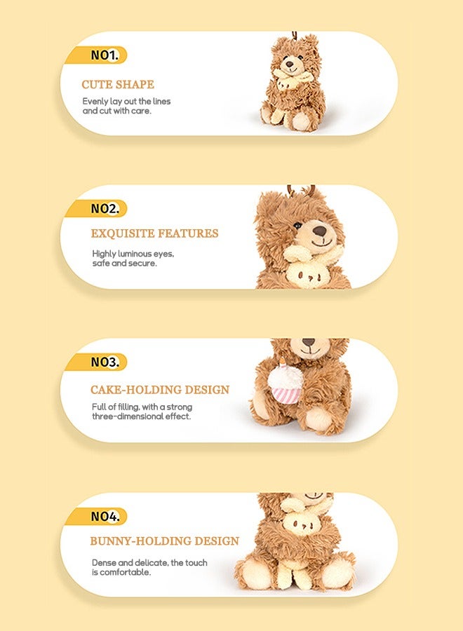 Beyond Bear Plush Puppets, Rabbit and the Bear Plush Doll for Kids, Plush Pendant Gift for Girls (Brown)  - Image 2