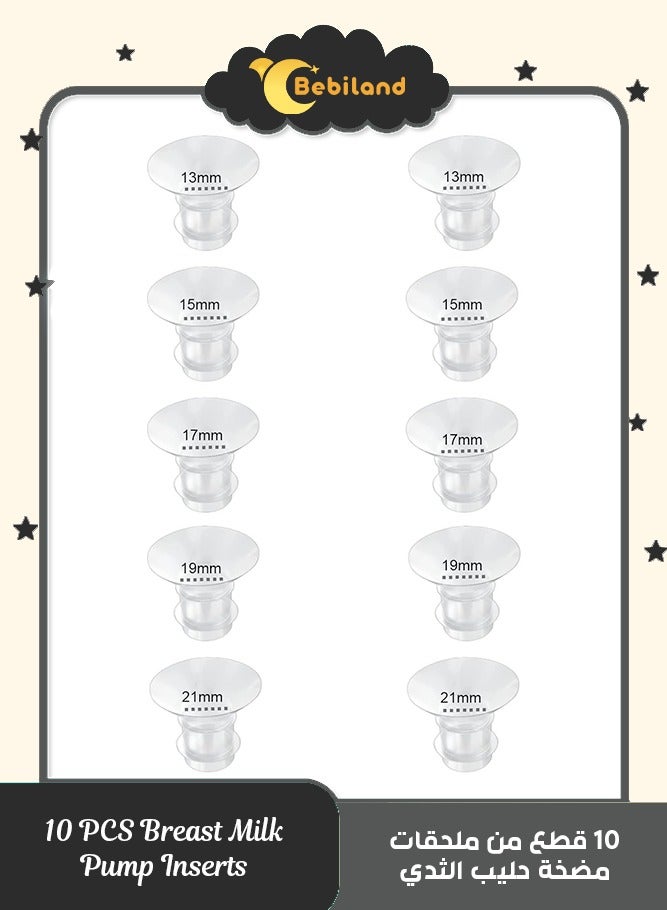 Bebiland 10PCS Flange Inserts 13/15/17/19/21mm, Compatible with Momcozy S12 Pro/S9 Pro/S12/S9 Wearable Brseastpump Cup, For Medela/Spectra/Bellaaby/Tsrete 24mm Shields/Flange, Reduce 24mm Tunnel down to Other Size - Image 1
