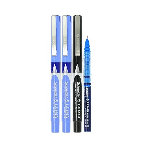 Luxor Schneider LX Max Needle Tip Pen for Students and Office Use | Pack of 2 Blue + 1 Black + 1 Refill | Comfortable Grip, Ideal for Daily Writing - Image 3