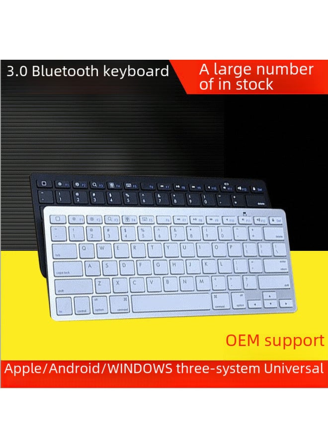 BK3001(X5) Mobile Phone Tablet Computer Universal Wireless Bluetooth Keyboard Scissor Foot Button Wireless Keyboard-Color:Silver White-unlicensed English Color Box Packaging