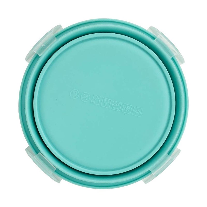 CARTINTS Small Collapsible Bowl Silicone Food Storage Containers Collapsible Camping Bowl for Travel Camping Hiking with Airtight Plastic Lids and 2Pack Silicone Dish Sponges- Blue  350ml - Image 3