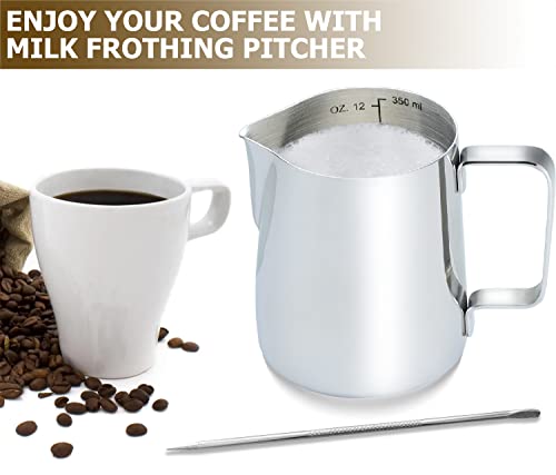 CAMKYDE Milk Frothing Pitcher 20 oz, Stainless Steel Espresso Steaming Pitcher with Decorating Pen for Coffee, Espresso Machines, Cappuccino, Latte Art (Silver) - Image 3
