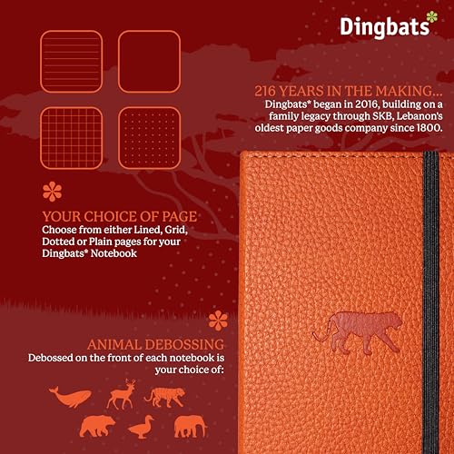 Dingbats* Notebooks Dingbats* - Wildlife A6 Grid Pocket Notebook - PU Leather Hardcover Small Journal for Work, Travel - Pocket, Elastic Closure, Pen Holder, Bookmark - Image 2