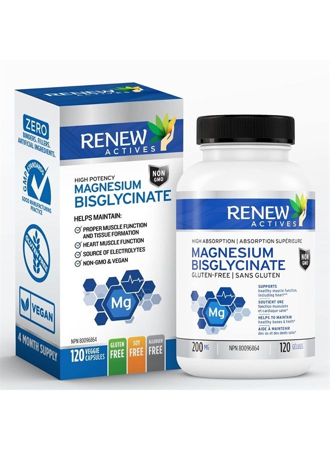 Renew Actives Magnesium Bisglycinate Supplement 120 Capsules - Image 1