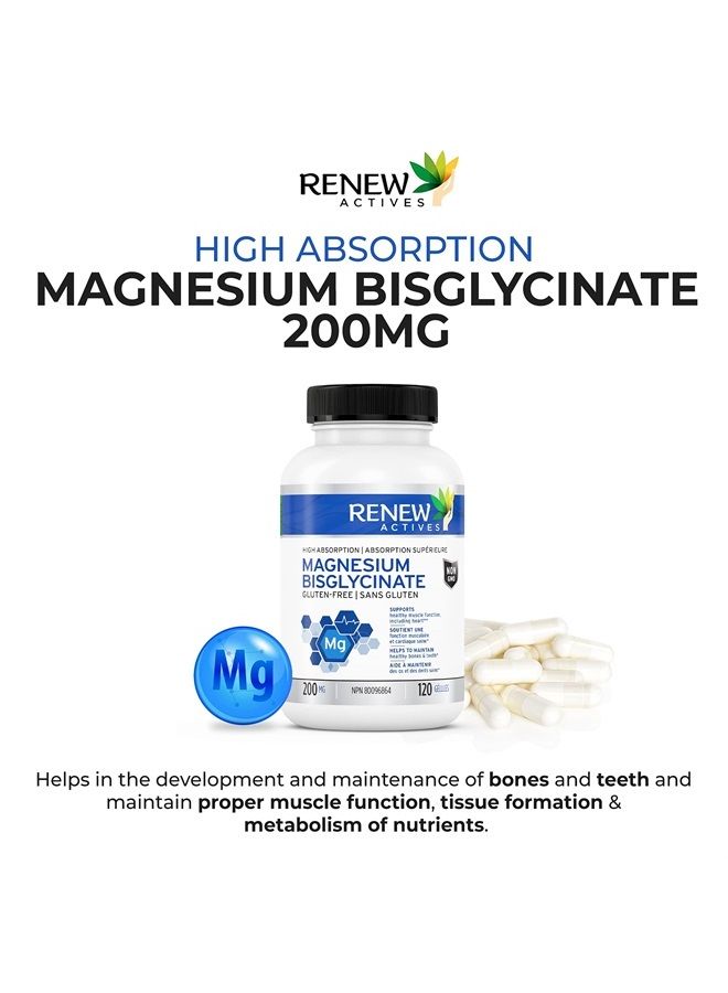 Renew Actives Magnesium Bisglycinate Supplement 120 Capsules - Image 3