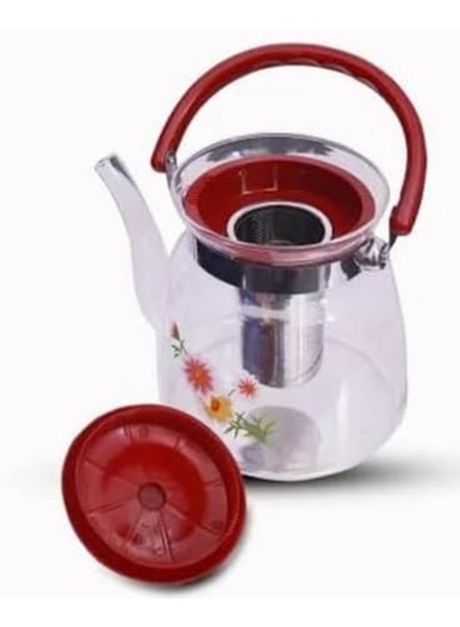 kovar Heat Resistant Glass Tea And Coffee Pot With Stainless Steel Strainer- 850ml - Image 4