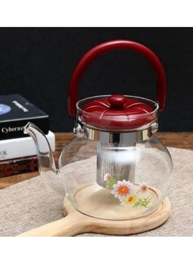 kovar Heat Resistant Glass Tea And Coffee Pot With Stainless Steel Strainer- 850ml - Image 3