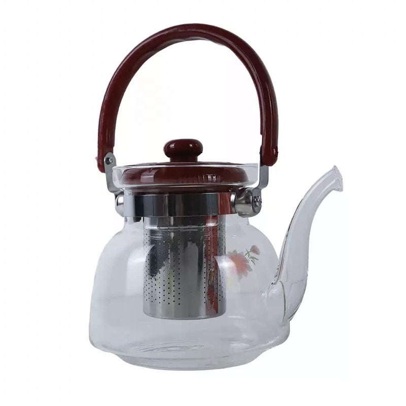 kovar Heat Resistant Glass Tea And Coffee Pot With Stainless Steel Strainer- 850ml - Image 1