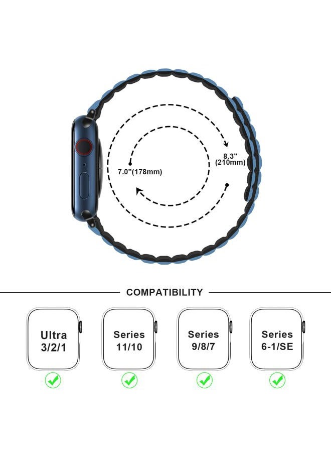 Anlinser Magnetic Straps Compatible with Apple Watch Strap 49mm 46mm 45mm 44mm 42mm 41mm 40mm, Double Side Reversible Band for iWatch Ultra 2 Series 10/9/8/7/6/SE (49/46/45/44/42, Black/Blue) - Image 4
