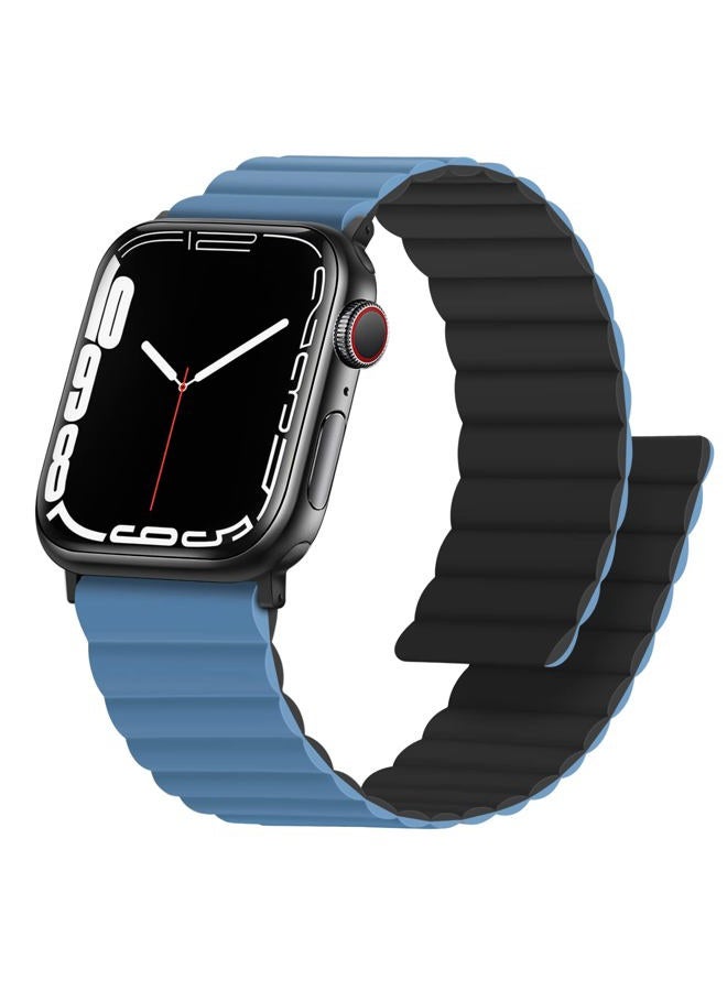 Anlinser Magnetic Straps Compatible with Apple Watch Strap 49mm 46mm 45mm 44mm 42mm 41mm 40mm, Double Side Reversible Band for iWatch Ultra 2 Series 10/9/8/7/6/SE (49/46/45/44/42, Black/Blue) - Image 1