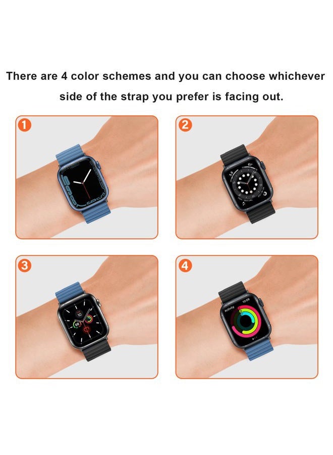 Anlinser Magnetic Straps Compatible with Apple Watch Strap 49mm 46mm 45mm 44mm 42mm 41mm 40mm, Double Side Reversible Band for iWatch Ultra 2 Series 10/9/8/7/6/SE (49/46/45/44/42, Black/Blue) - Image 5