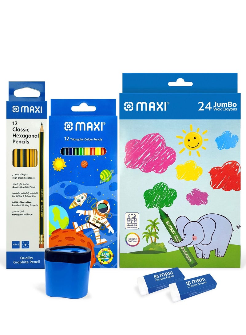Maxi 51-Piece School Stationery Value Pack Assorted Colors