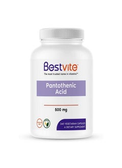 Pantothenic Acid 500Mg (Vitamin B5)(240 Vegetarian Capsules) No Stearates No Gelatin No Calcium Silicate Vegan Non Gmo Gluten Free