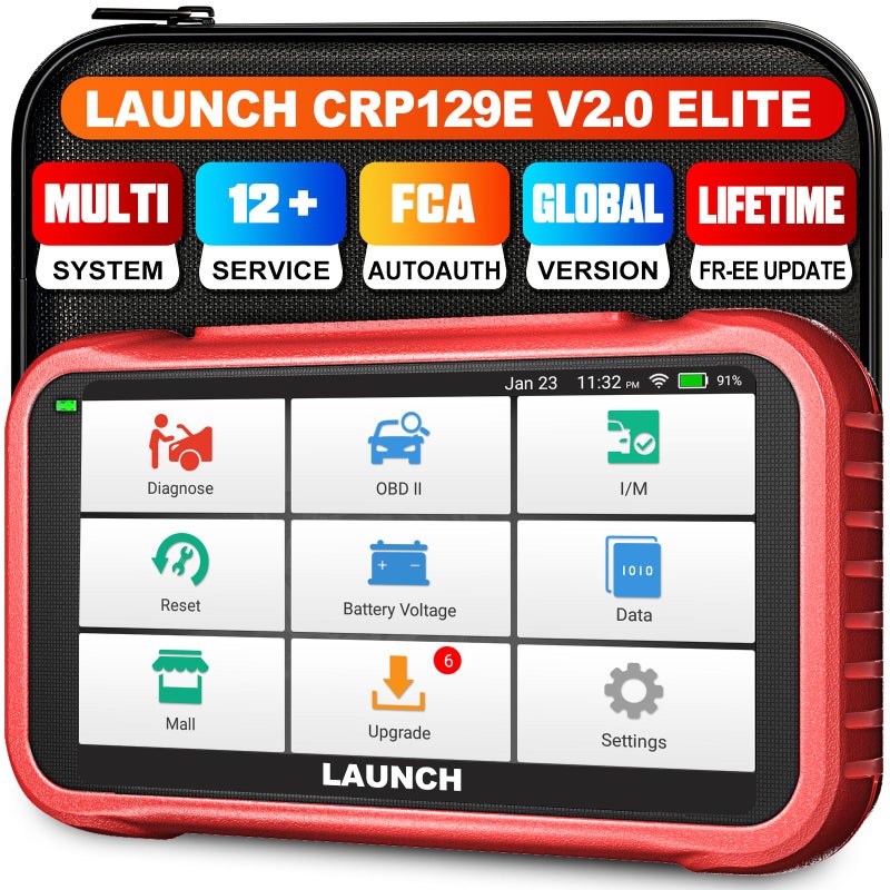 لانش Launch Crp129E V2.0 Elite Obd2 Scanner 2025 All Level-Up Fca Autoauth 12 Reset Oil/Epb/Sas/TPms/Bms/Injector Coding Abs Bleed Abs Srs، قارئ رمز محرك النقل، تحديث مجاني مدى الحياة - Image 1