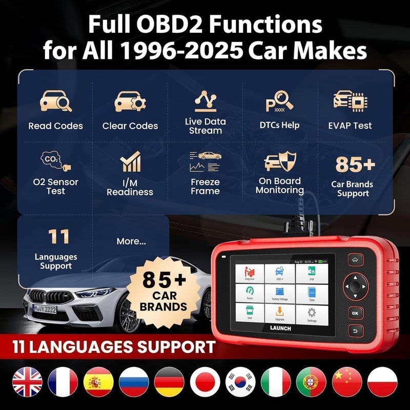 لانش Launch Crp129E V2.0 Elite Obd2 Scanner 2025 All Level-Up Fca Autoauth 12 Reset Oil/Epb/Sas/TPms/Bms/Injector Coding Abs Bleed Abs Srs، قارئ رمز محرك النقل، تحديث مجاني مدى الحياة - Image 5