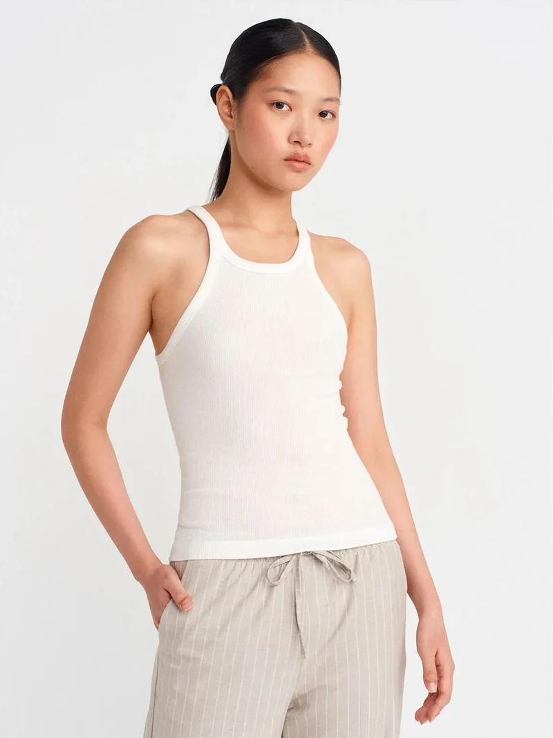 ديلفين DILVIN Ribbed Cotton Sleeveless Cami Blouse