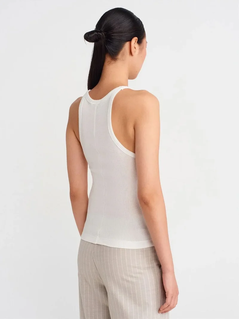 ديلفين DILVIN Ribbed Cotton Sleeveless Cami Blouse