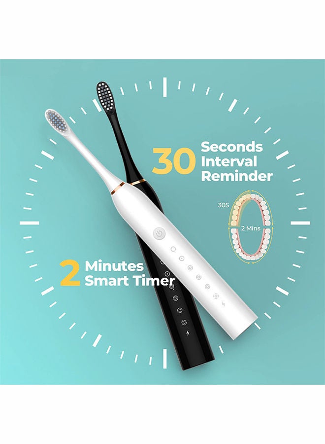 Sharpdo Rechargeable Electric Toothbrushes for Adults and Kids, Sonic Whitening Tooth Brush with 8 Brush Heads, 6 Cleaning Modes and Smart Timer, Waterproof Cleaning Toothbrushes Set - Image 3