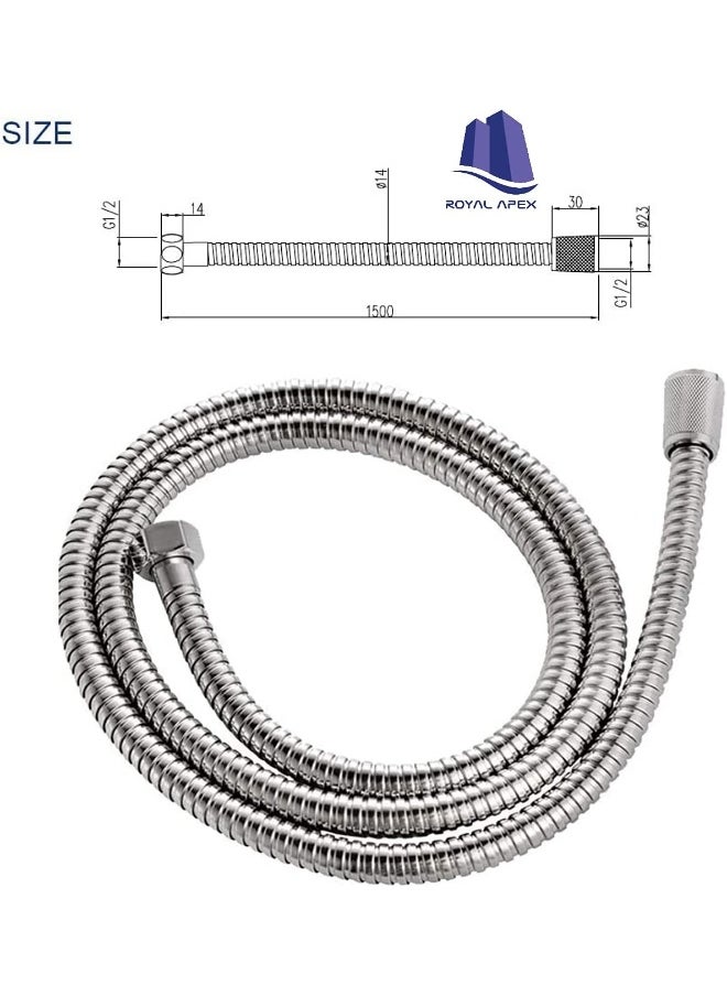 Royal Apex 1.5 M Stainless Steel Shower Hose Flexible Handheld Showerhead Replacement Hose  - Image 2