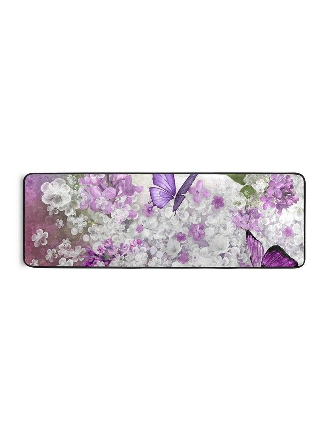 senya Butterflies Flowers Purple Kitchen Rugs Nonslip Soft Doormats Bath Carpet Floor Runner Area Rugs For Home Dining Living Room Bedroom 72" X 24" - Image 5