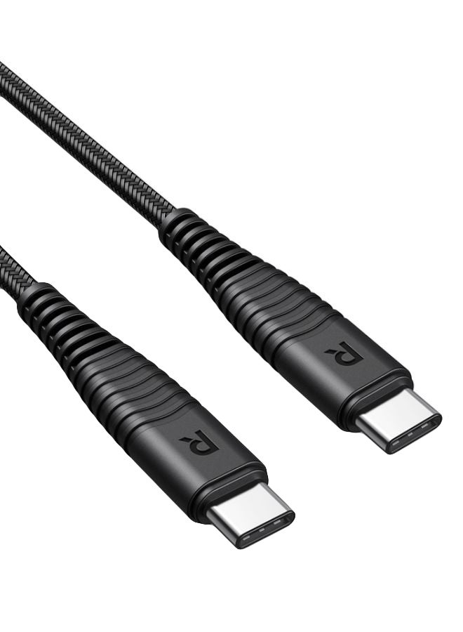راف باور كابل شحن ومزامنة بيانات بطرف Type-C إلى Type-C أسود - Image 2