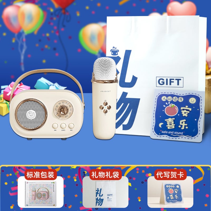 Microphone Bluetooth Audio With Microphone Singing Audio All-In-One Gift Custom Outdoor Portable Karaoke Speaker - Image 1