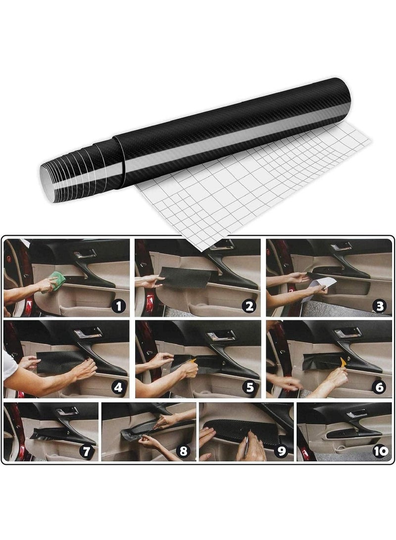 ChicAbode ملصقات السيارات ، أسود 6D ألياف الكربون فينيل لف ، فيلم لاصق ذاتي ، لف مقاوم للماء بدون فقاعة ، يتكيف مع مظهر وداخل الدراجات النارية ، أجهزة الكمبيوتر ، السيارات -1ft x 10ft - Image 2