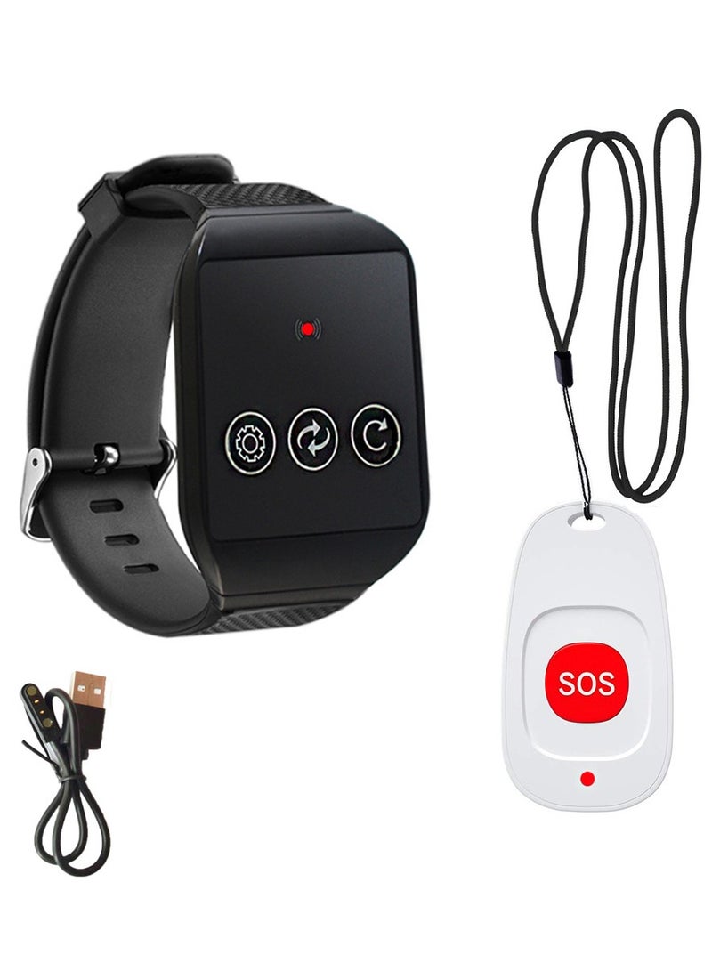 XiuWoo Wireless Caregiver Pager, Smart SOS Emergency Button Alarm, Elderly Alarm Call Button, Personal Alarm Call Bell SOS Panic Button Alert for Elderly Patient Disabled Nurse - Image 1