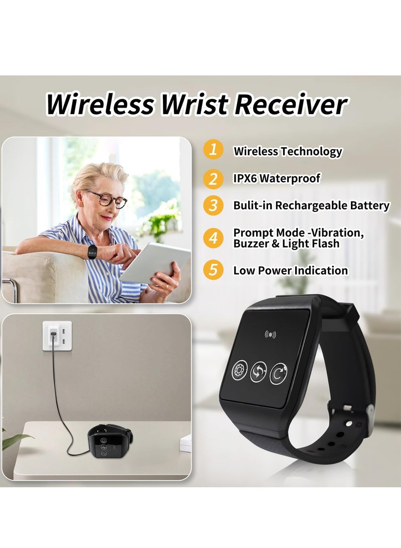 XiuWoo Wireless Caregiver Pager, Smart SOS Emergency Button Alarm, Elderly Alarm Call Button, Personal Alarm Call Bell SOS Panic Button Alert for Elderly Patient Disabled Nurse - Image 2