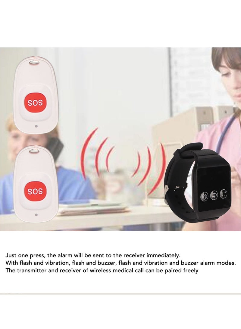XiuWoo Wireless Caregiver Pager, Smart SOS Emergency Button Alarm, Elderly Alarm Call Button, Personal Alarm Call Bell SOS Panic Button Alert for Elderly Patient Disabled Nurse - Image 3